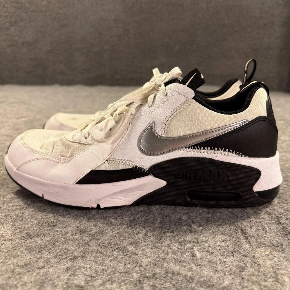 Nike Air Max‎ Excee Shoes Youth Size 7Y White Black Silver CZ4990-100 Sneakers